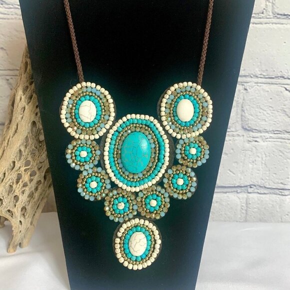Thai Beaded Bib Collar Necklace - Picture 1 of 7